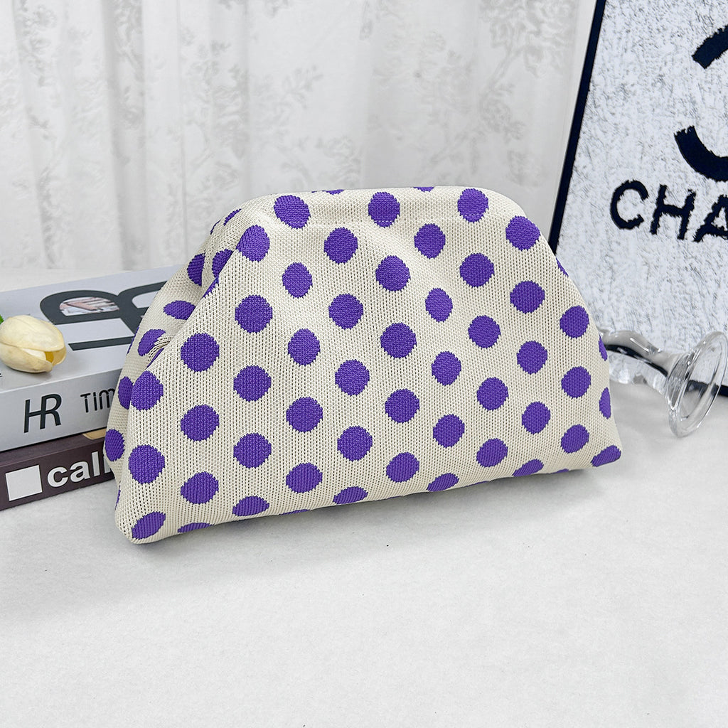 Patterned Knit Clutch Pouch Makeup Bag - Purple