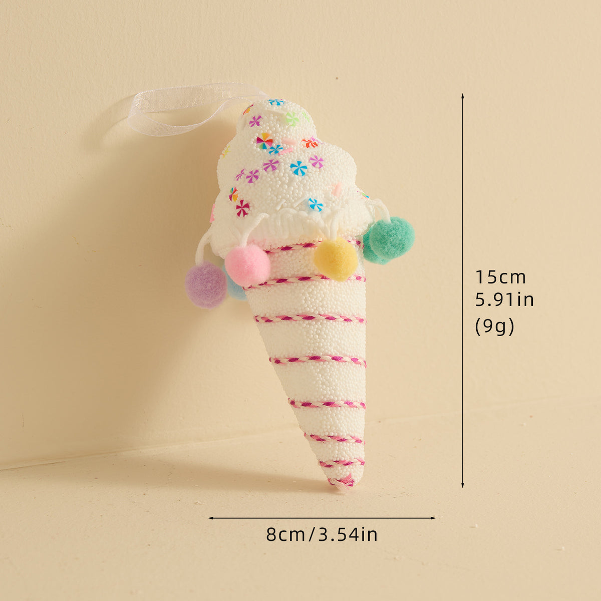 Candy Christmas Ornaments With Pom Poms and Sprinkles - C1
