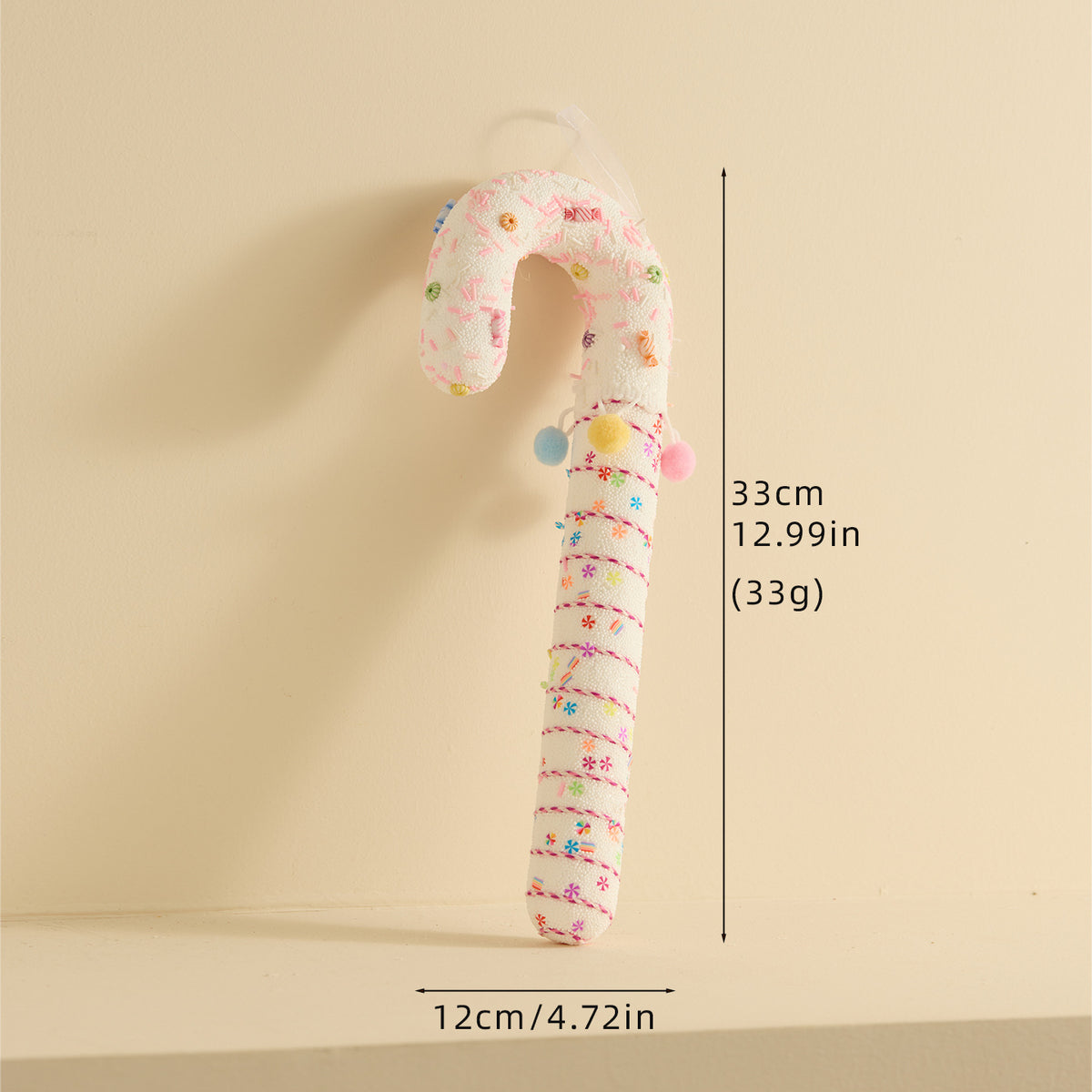 Candy Christmas Ornaments With Pom Poms and Sprinkles - C11