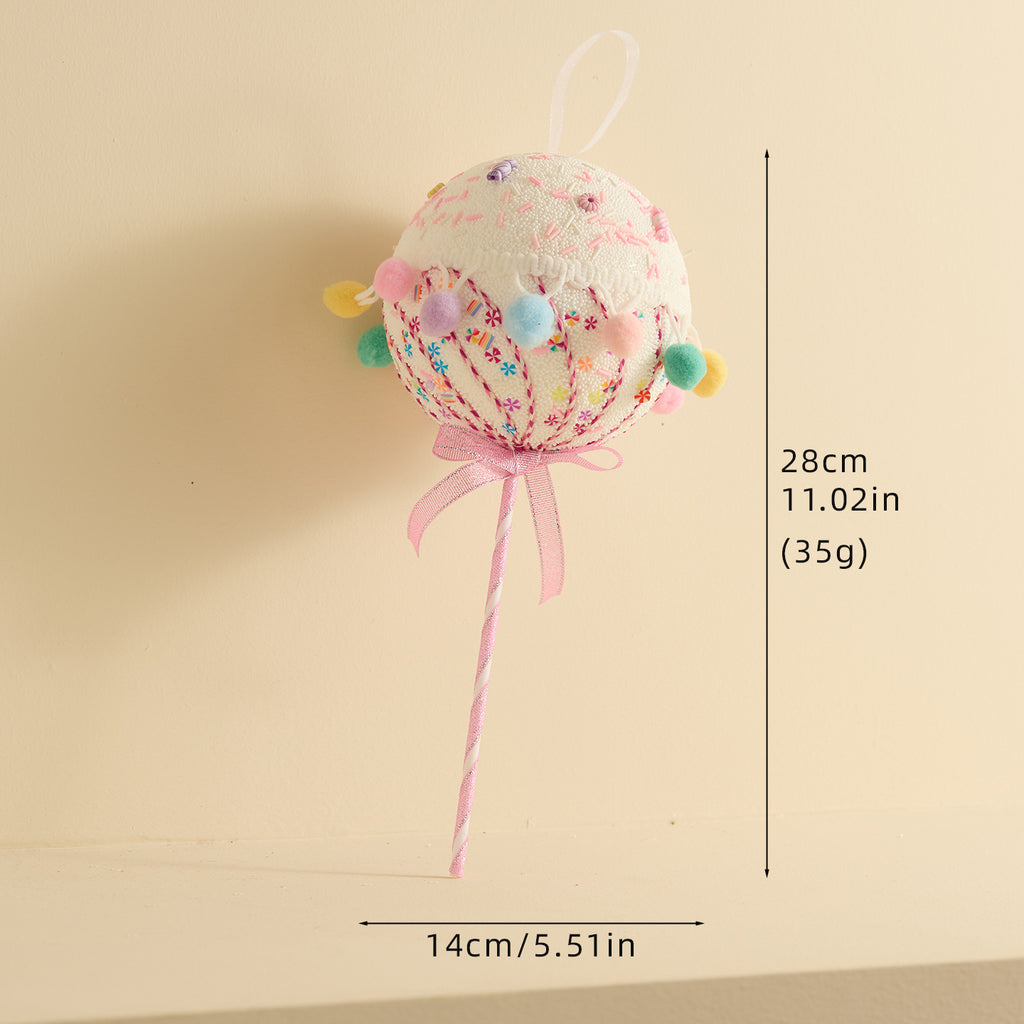 Candy Christmas Ornaments With Pom Poms and Sprinkles - C3