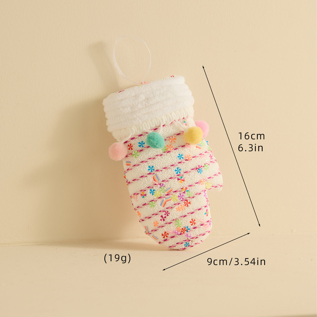 Candy Christmas Ornaments With Pom Poms and Sprinkles - C5