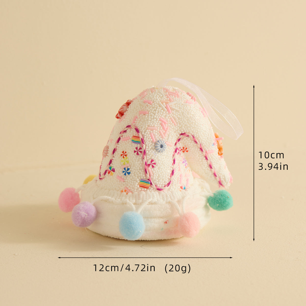 Candy Christmas Ornaments With Pom Poms and Sprinkles - C7