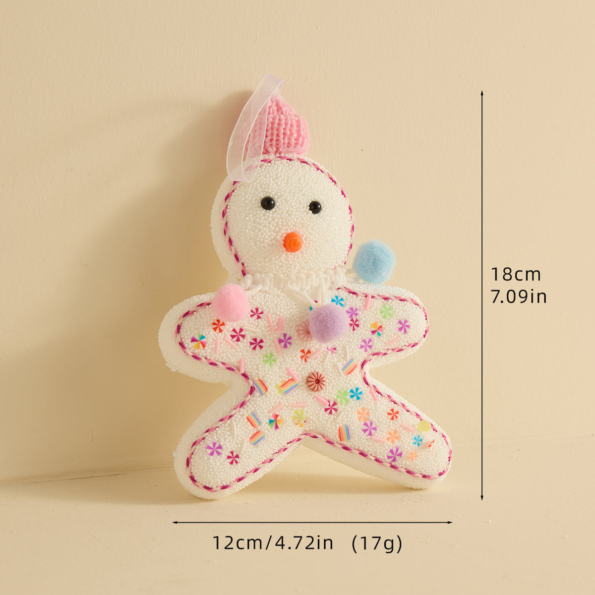 Candy Christmas Ornaments With Pom Poms and Sprinkles - C8