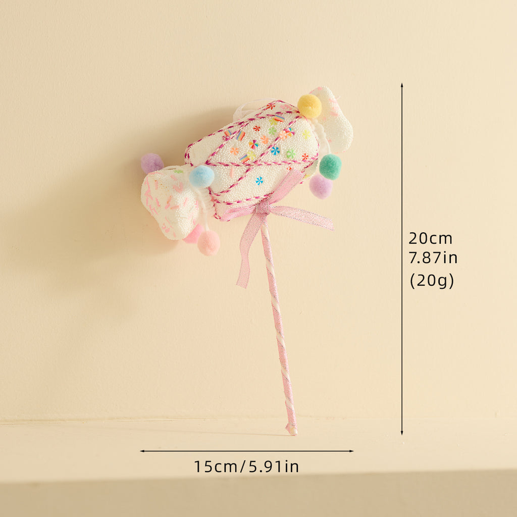 Candy Christmas Ornaments With Pom Poms and Sprinkles - C9