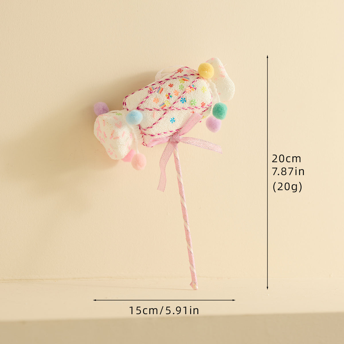 Candy Christmas Ornaments With Pom Poms and Sprinkles - C9