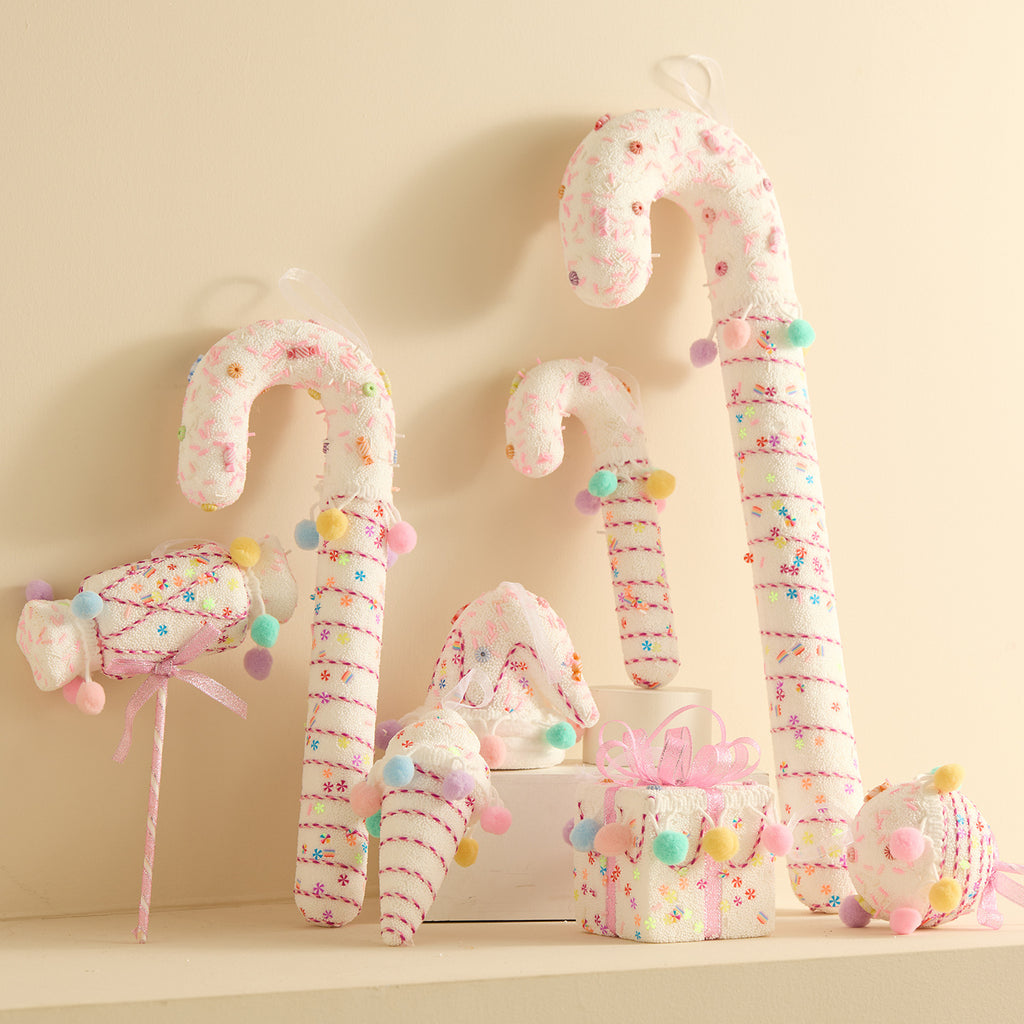 Candy Christmas Ornaments With Pom Poms and Sprinkles - view 1