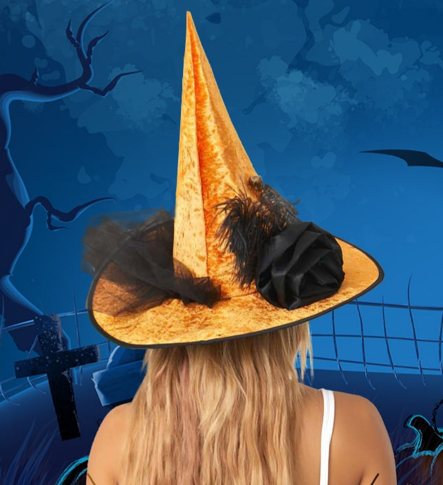 Skeleton Mesh Pointed Party Hat - Orange - 3