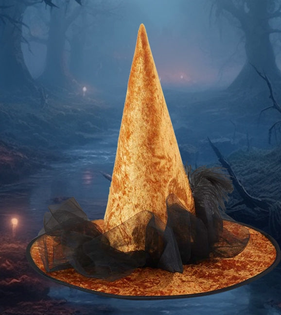 Skeleton Mesh Pointed Party Hat - Orange - 6