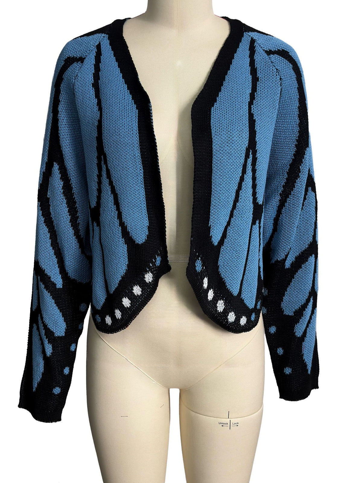 Butterfly Wing Batwing Knit Cardigan - Blue