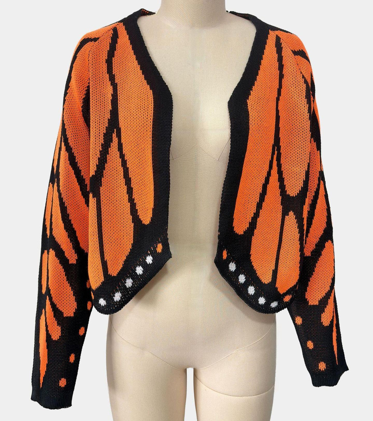 Butterfly Wing Batwing Knit Cardigan - Orange - 1