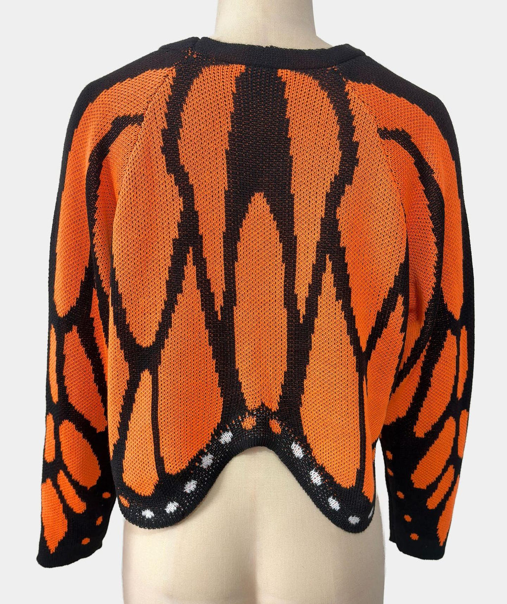 Butterfly Wing Batwing Knit Cardigan - Orange - 3