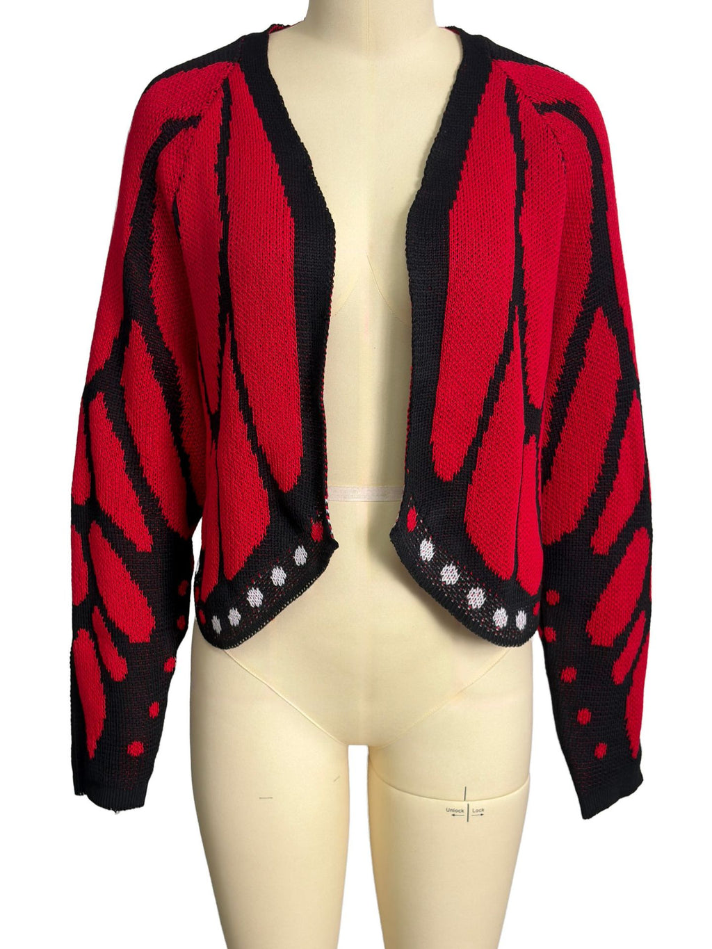 Butterfly Wing Batwing Knit Cardigan - Red