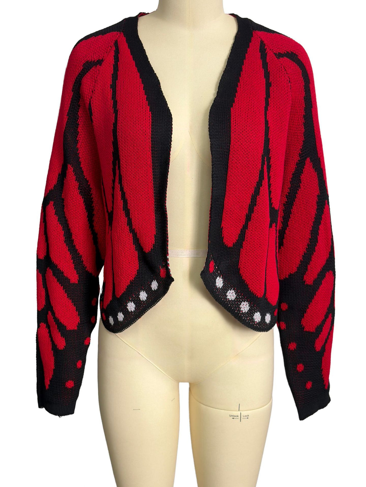 Butterfly Wing Batwing Knit Cardigan - Red