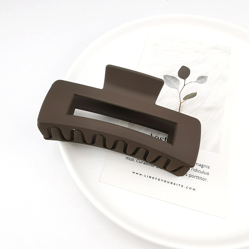 Matte Rectangle Hollow Claw Clip - DarkCoffee