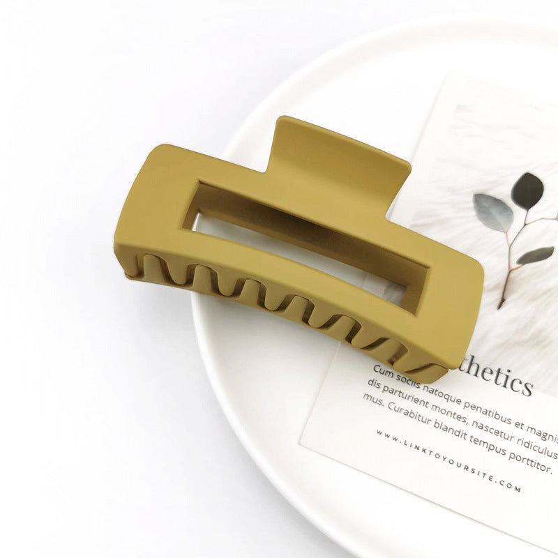Matte Rectangle Hollow Claw Clip - Khaki
