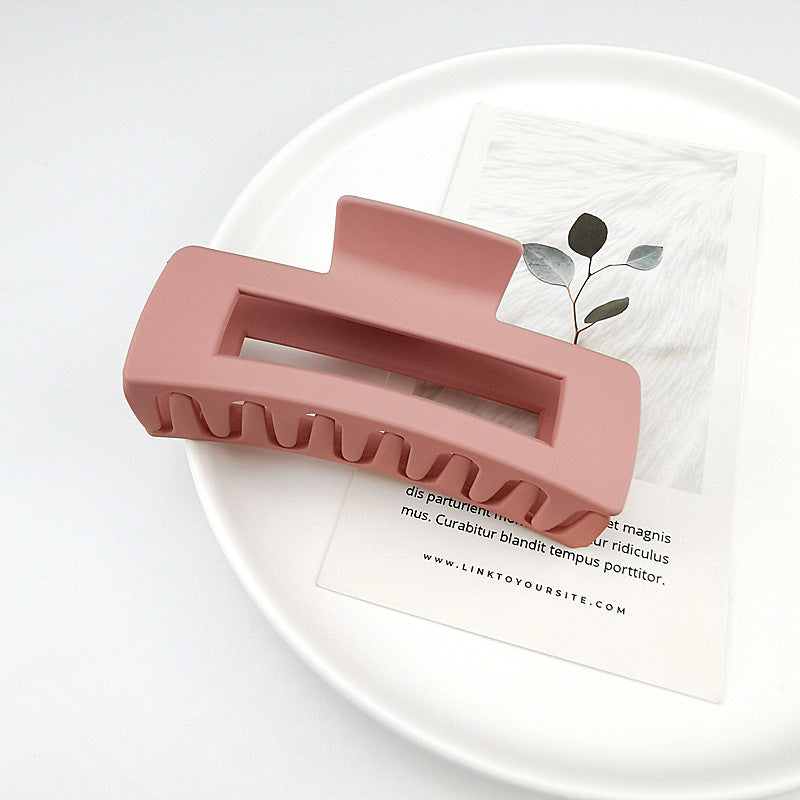 Matte Rectangle Hollow Claw Clip - LightPink