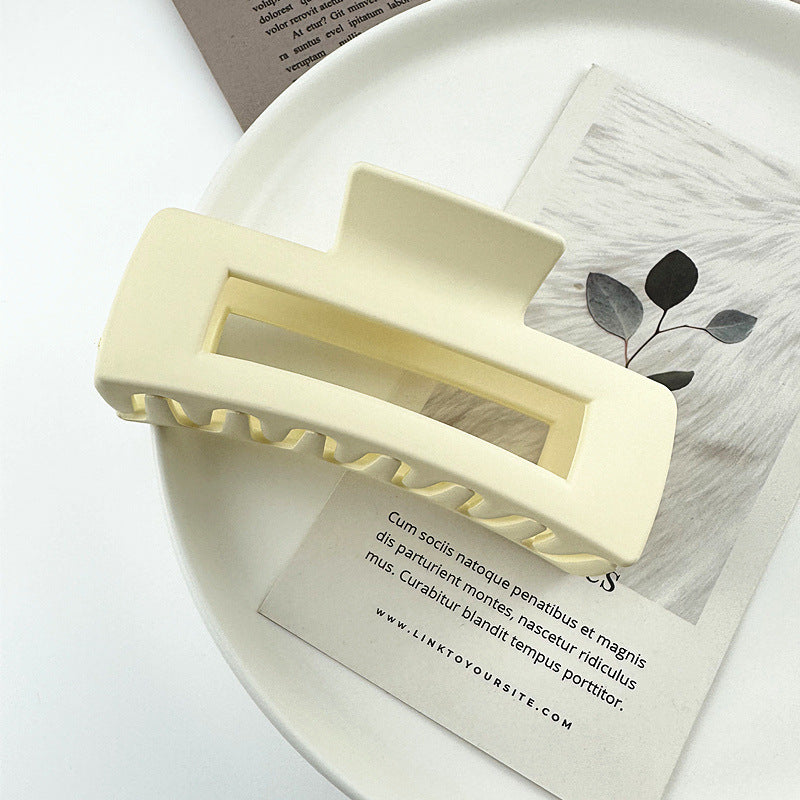 Matte Rectangle Hollow Claw Clip - LvoryWhite