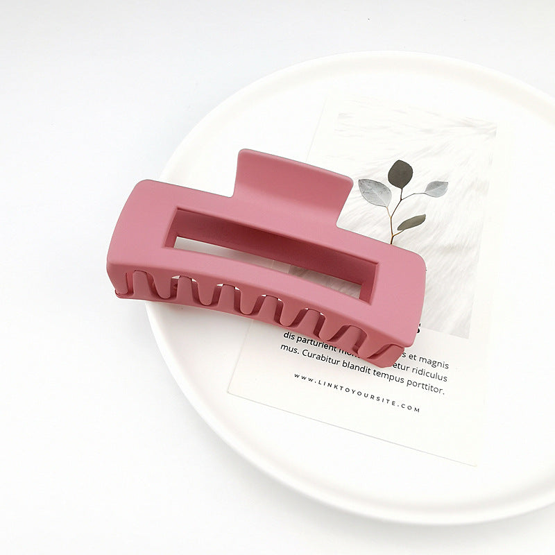 Matte Rectangle Hollow Claw Clip - Pink
