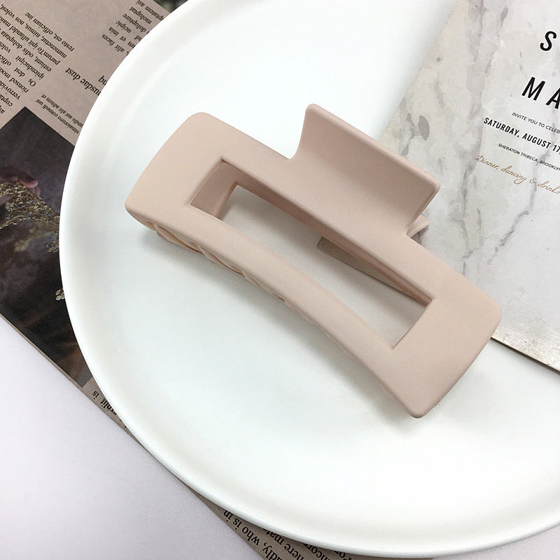 Matte Rectangle Hollow Claw Clip - PinkCoffee