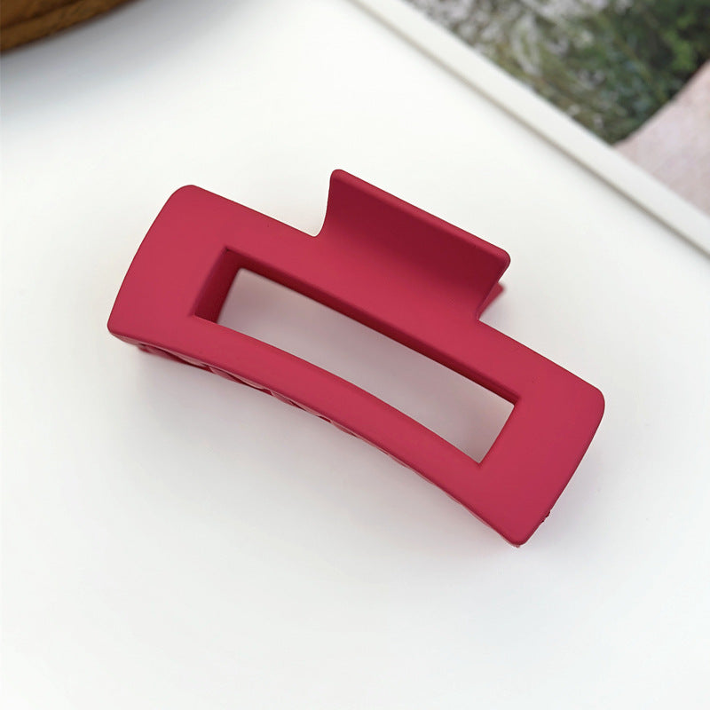 Matte Rectangle Hollow Claw Clip - Red