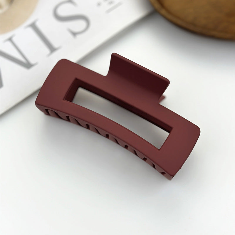 Matte Rectangle Hollow Claw Clip - WineRed
