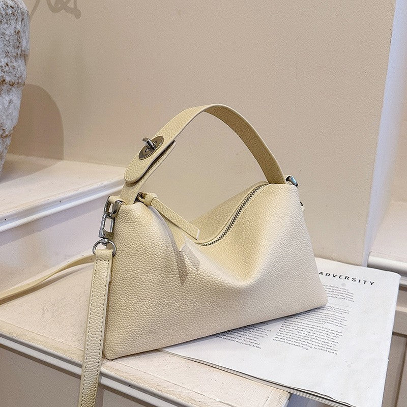 Pebbled Top Handle Bag with Crossbody Strap
