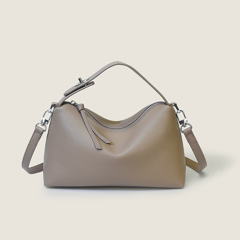 Pebbled Top Handle Bag with Crossbody Strap