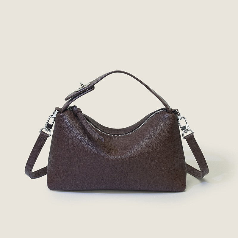 Pebbled Top Handle Bag with Crossbody Strap