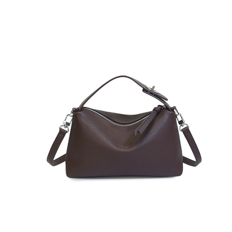 Pebbled Top Handle Bag with Crossbody Strap