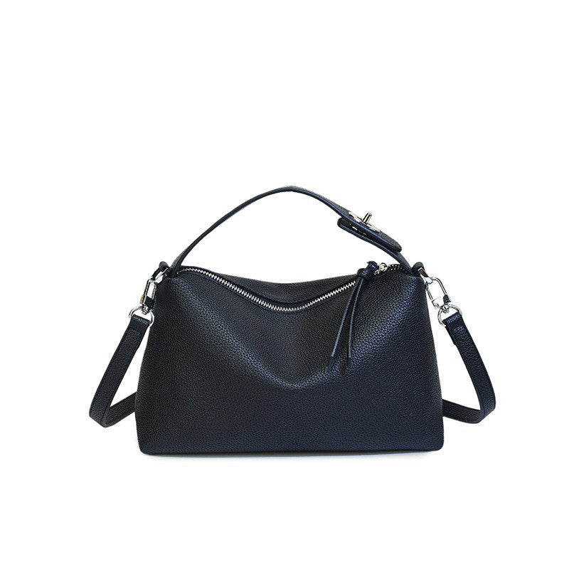 Pebbled Top Handle Bag with Crossbody Strap