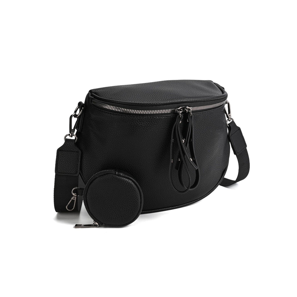 Half Moon Crossbody Bag With Coin Pouch - Black