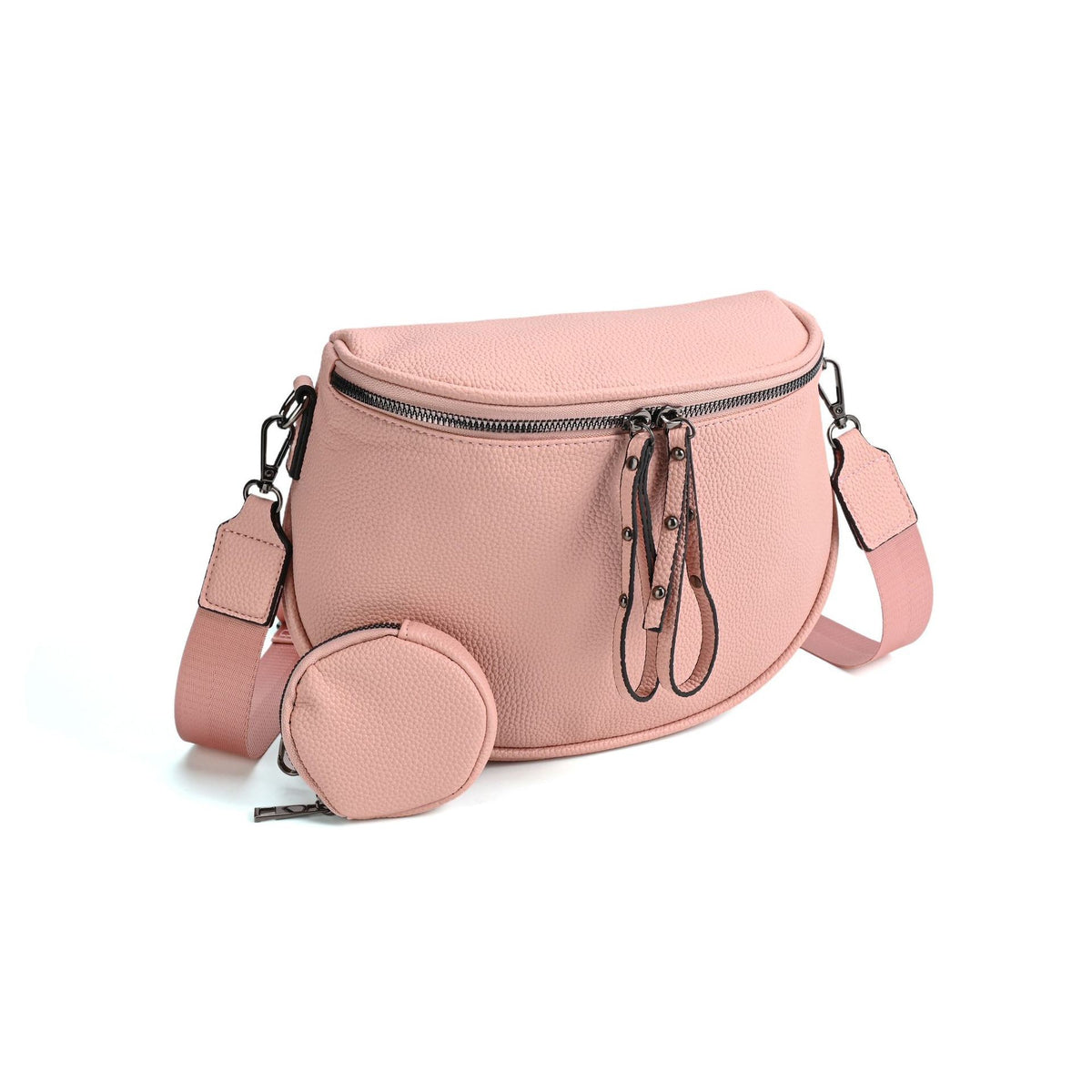 Half Moon Crossbody Bag With Coin Pouch - Blush Pink