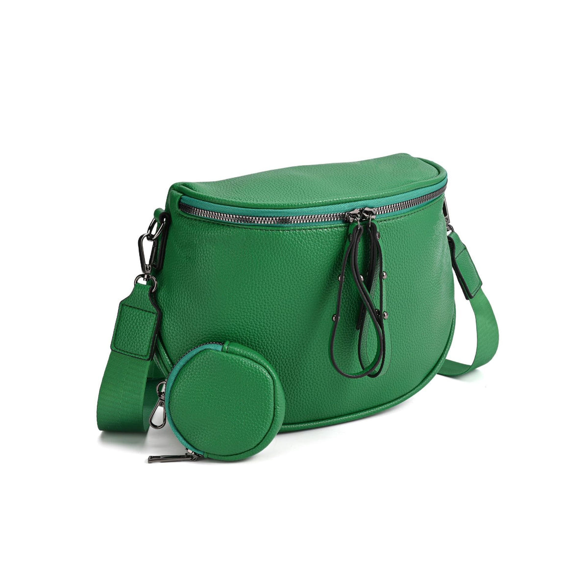 Half Moon Crossbody Bag With Coin Pouch - Green