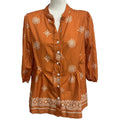 Boho Floral Button Front Babydoll Blouse - Orange