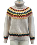 Fair Isle Turtleneck Knit Sweater - Apricot