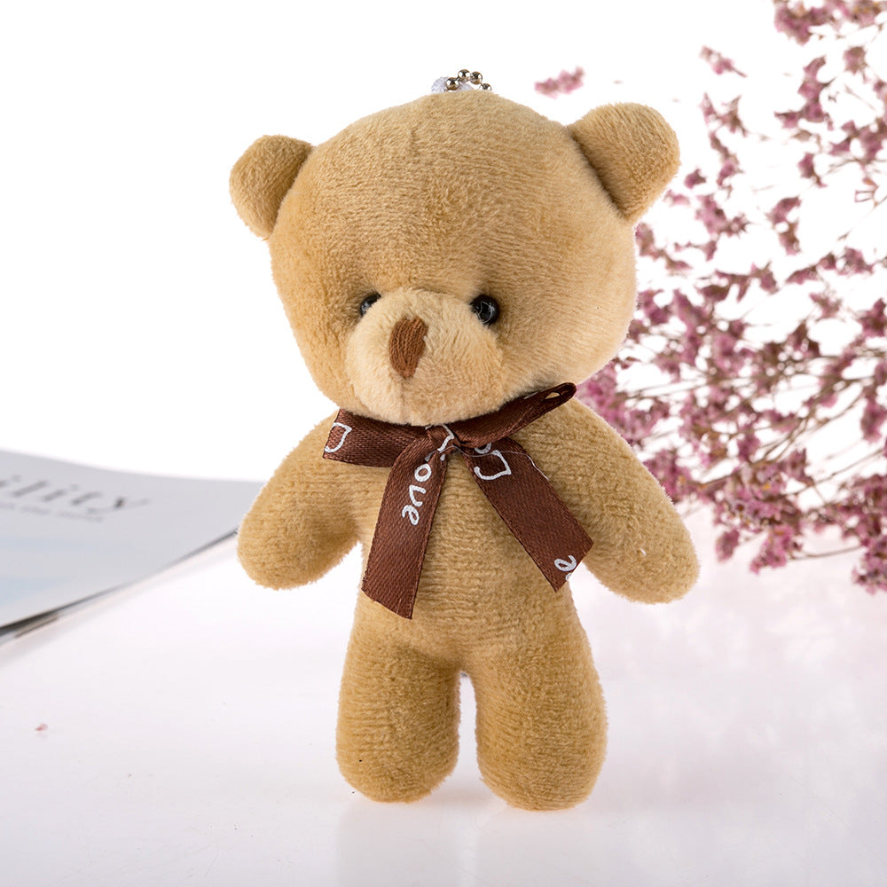 Mini Plush Teddy Bear Bag Charm Keychain - Apricot