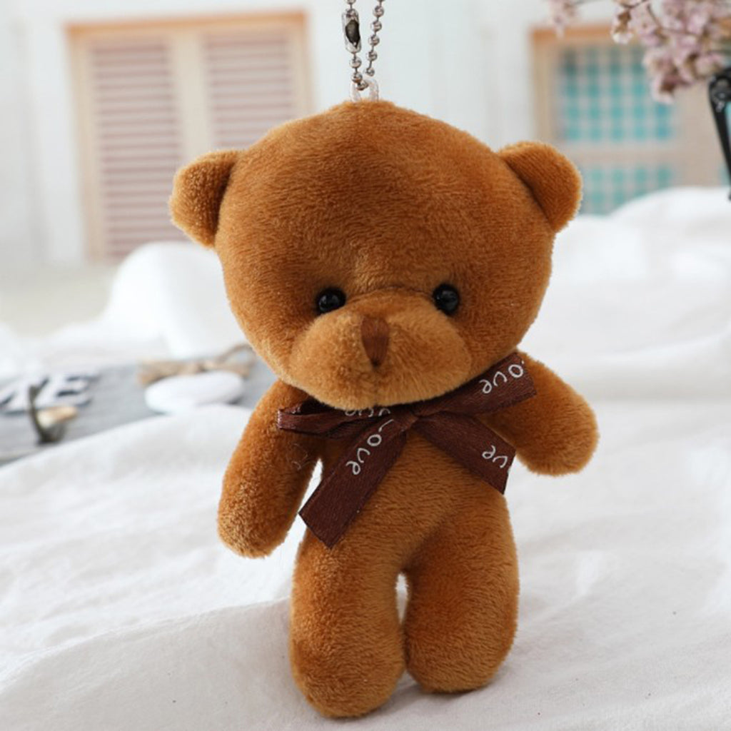Mini Plush Teddy Bear Bag Charm Keychain - Brown