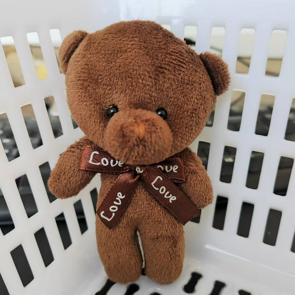 Mini Plush Teddy Bear Bag Charm Keychain - Coffee