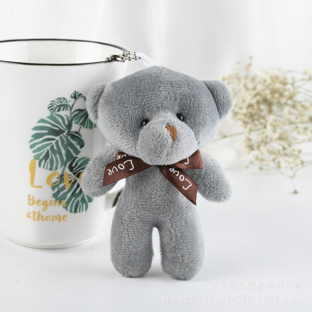 Mini Plush Teddy Bear Bag Charm Keychain - Grey