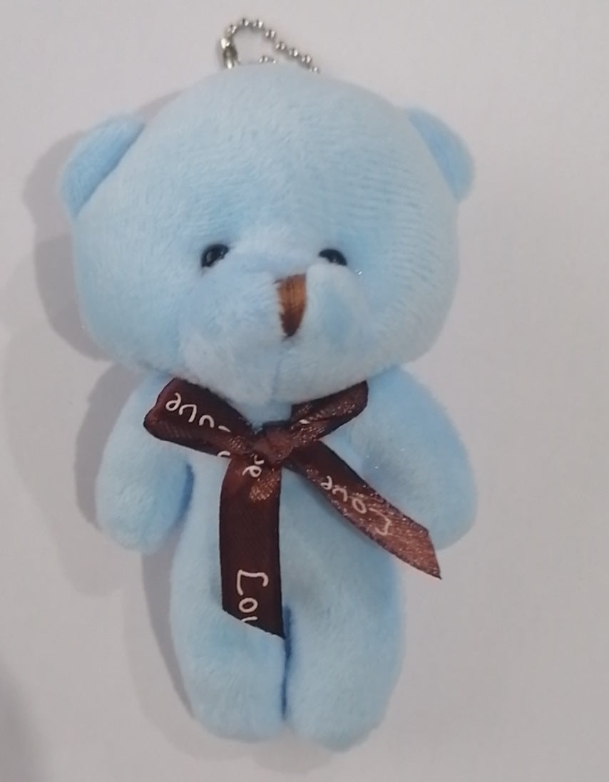 Mini Plush Teddy Bear Bag Charm Keychain - SkyBlue
