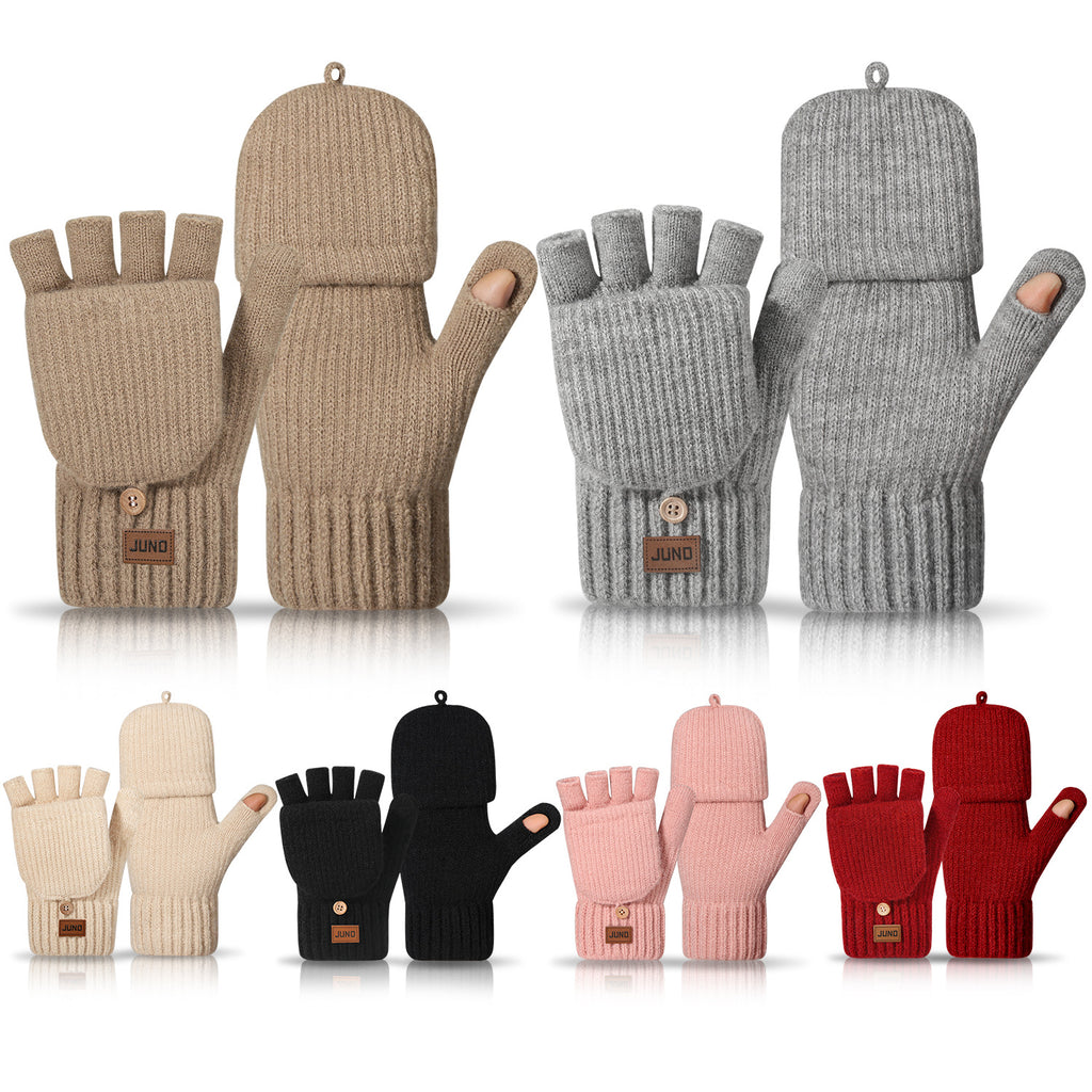 Convertible Flip Top Fingerless Knit Gloves - view 1