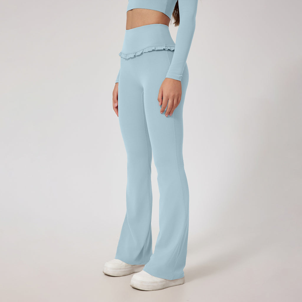 Ruffle Waist High Rise Flare Yoga Pants