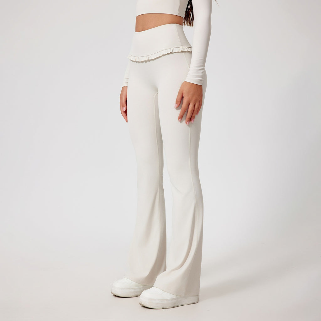 Ruffle Waist High Rise Flare Yoga Pants