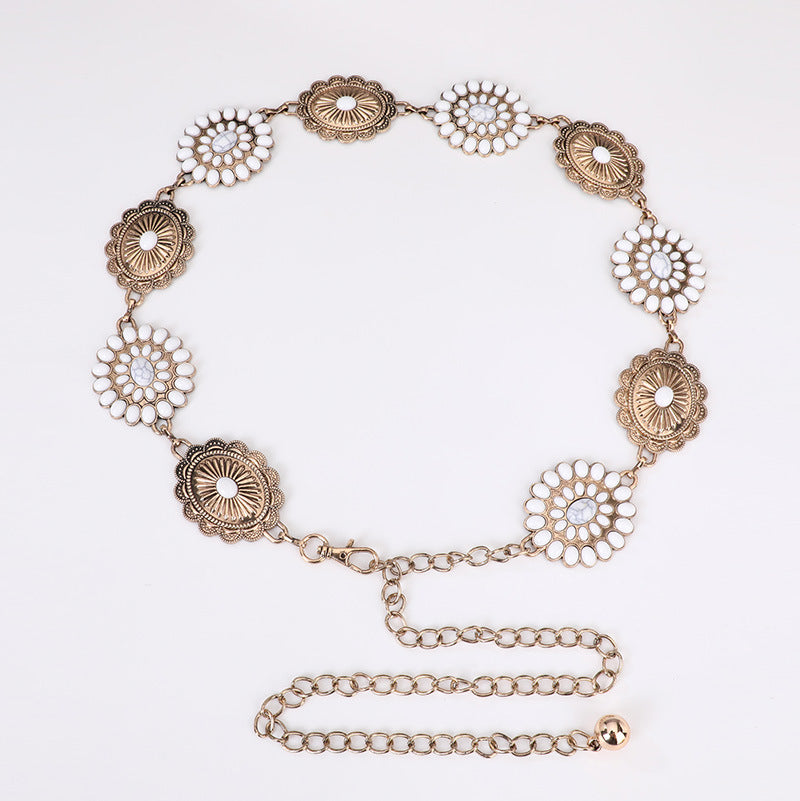 Floral Concho Stone Boho Waist Chain - view 1