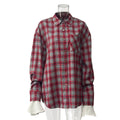 Oversized Plaid Shirt With Contrast Cuffs - Red