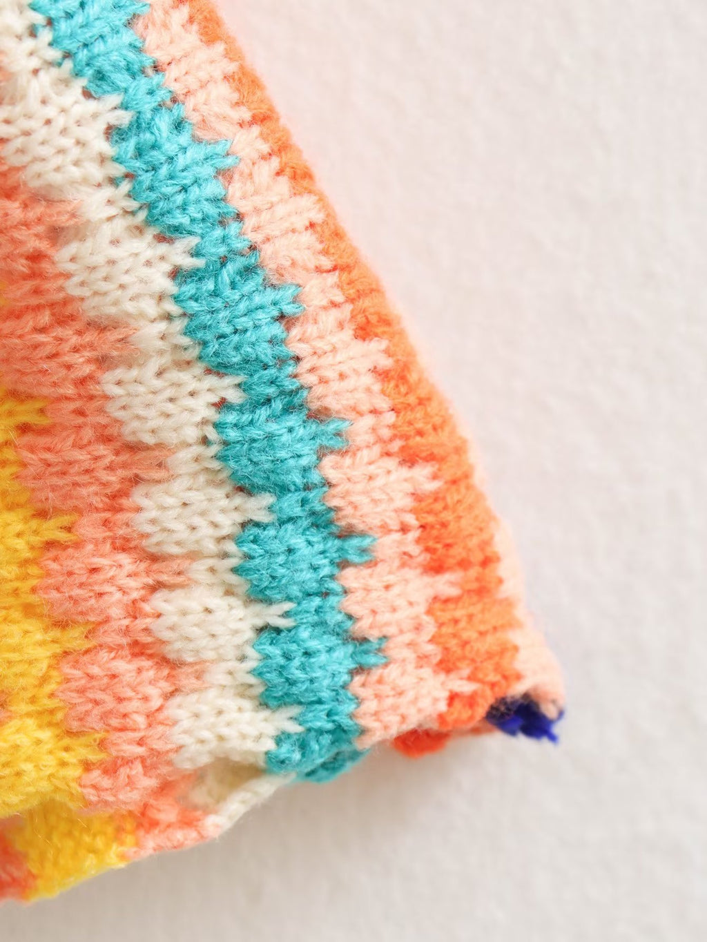 Rainbow Stripe Textured Knit Open Cardigan - Colored - 6