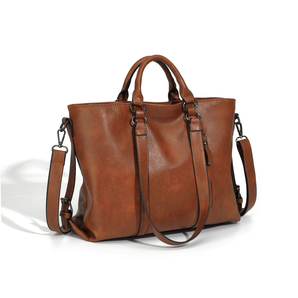 Slouchy Faux Leather Tote With Crossbody Strap