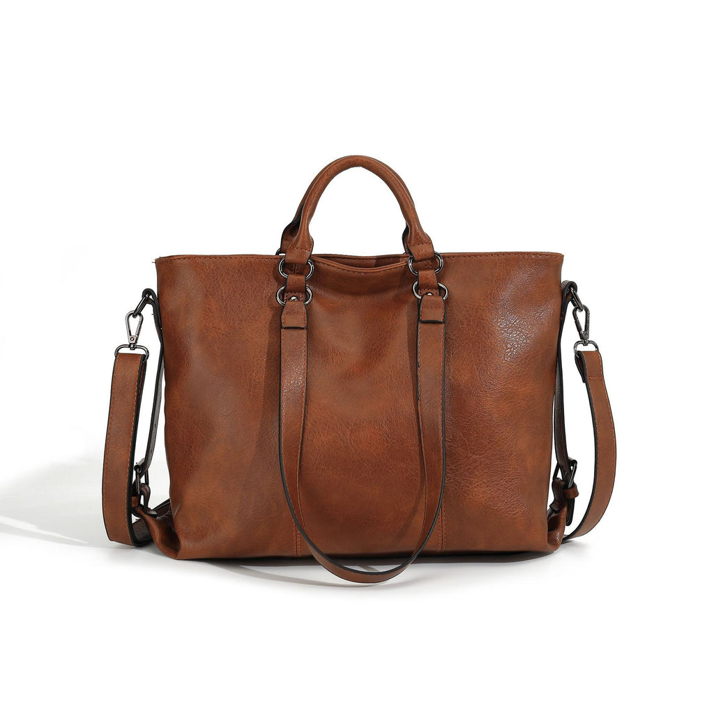 Slouchy Faux Leather Tote With Crossbody Strap