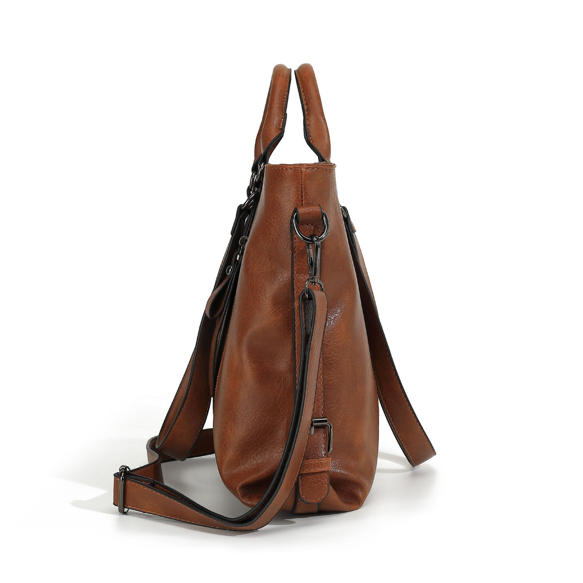 Slouchy Faux Leather Tote With Crossbody Strap