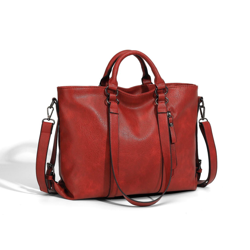 Slouchy Faux Leather Tote With Crossbody Strap